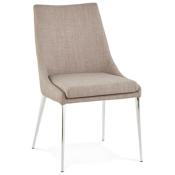 Chaise de salle à manger / salle de réunion design 'Nelson' en tissu gris 4 pieds en métal chromé