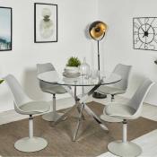 Chaise design pivotante 'Tulipe Kolor' grise pied central - Lot de 2