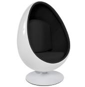 Fauteuil ‘Oeuf’ pivotant noir et blanc