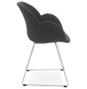 Chaise design à accoudoirs 'Lotusjärn' en tissu gris foncé pieds tréteaux en métal chromé