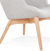 Fauteuil à oreilles capitonné design scandinave 'ELEGAN' en tissu gris pieds en bois naturel