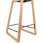 Tabouret de snack mi-hauteur design scandinave 'Skala' blanc pieds tréteaux bois naturel dossier bas