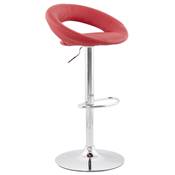 Tabouret de bar réglable design 'Kendo' pivotant rouge pied et repose pieds métal chromé dossier bas