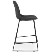 Tabouret de snack mi-hauteur empilable design 'Verk Mini' tissu gris 4 pieds métal noir dossier haut