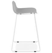 Tabouret de snack mi-hauteur 'Steel Mini' gris pieds tréteaux repose pieds métal blanc dossier bas