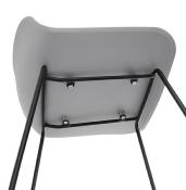 Tabouret de snack mi-hauteur 'Steelblack Mini' gris repose pieds tréteaux métal noir dossier bas