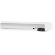 Bureau design assis-debout électrique 'SMALL TECH' en noyer pieds en métal blanc - 150 x 70 cm