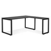 Bureau d'angle design 'MEET L' plateau en bois noir avec pieds en métal noir - 160 cm