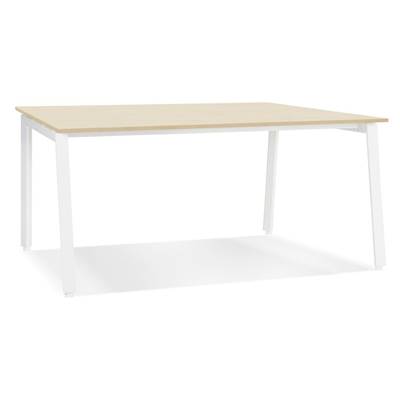 Bureau de direction design 'INCONTRO MINI' en bois naturel pieds en métal blanc - 160 x 80 cm