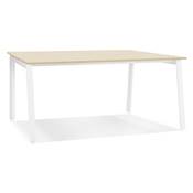 Bureau de direction design 'INCONTRO MINI' en bois naturel pieds en métal blanc - 160 x 80 cm