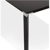 Grand bureau de direction droit 'AFER XL' en bois noir 4 pieds métal noir et chromé – 200 x 100 cm