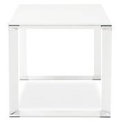 Petit Bureau de direction 'SMALL GLASSTOP' en verre blanc pieds métal blanc et chromé – 140 x 70 cm