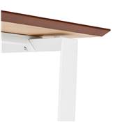 Bureau droit design 'SMART' plateau en bois naturel avec pieds en métal blanc - 180 x 90 cm