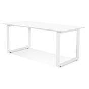 Bureau droit design 'SMART' plateau blanc en bois avec pieds en métal blanc - 180 x 90 cm