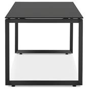 Bureau droit design 'GLASS MEET' plateau en verre noir avec pieds en métal noir - 160 x 80 cm