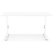 Bureau droit réglable en hauteur design 'MODULARE' blanc en bois pieds en métal blanc - 160 x 80 cm