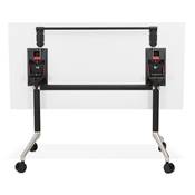 Bureau droit / table travail pliante design 'ARCHI MINI' bois blanc pieds métal noir - 140 x 70 cm