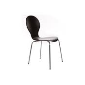 Chaise design 'Funny' en bois noir avec 4 pieds en mtal chrom