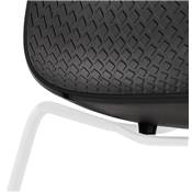 Chaise design empilable 'Style White' noire pieds tréteaux en métal blanc