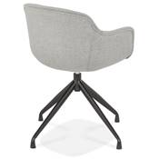 Chaise design à accoudoirs 'TICKY' en tissu gris clair avec 4 pied en métal noir