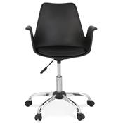 Chaise de bureau à roulettes design à accoudoirs 'KUTE' noire pieds en métal chromé