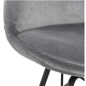 Chaise design style baroque 'GORD' en velours gris et 4 pieds avec croisillons en métal noir