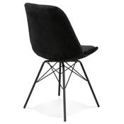 Chaise design style baroque 'GORD' en velours noir et 4 pieds avec croisillons en métal noir