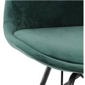 Chaise design style baroque 'GORD' en velours vert et 4 pieds avec croisillons en métal noir