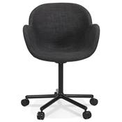 Chaise de bureau à accoudoirs design à roulettes dossier bas 'MINISTRY' tissu gris pieds métal noir