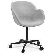 Chaise de bureau à accoudoirs design à roulettes dossier bas 'MINISTRY' tissu gris pieds métal noir