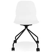Chaise de bureau à roulettes design 'BLACK RULES' blanche avec pied en métal noir