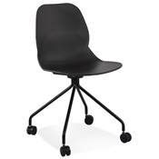 Chaise de bureau à roulettes design 'BLACK RULES' noire avec pied en métal noir