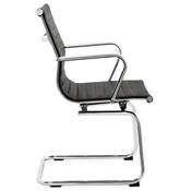 Chaise de bureau design 'SLAT' noire avec pieds en métal chromé