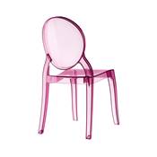 Chaise design médaillon empilable 'Chrystal' transparente rose avec 4 pieds