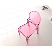 Chaise design médaillon empilable 'Chrystal' transparente rose avec 4 pieds