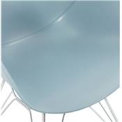 Chaise style industriel design à accoudoirs 'LOTUS' bleue avec 4 pieds en métal chromé