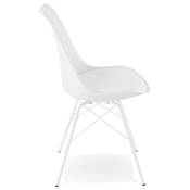 Chaise design style industriel 'GORD' blanche avec 4 pieds en métal blanc