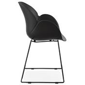 Chaise intérieur/extérieur design à accoudoirs 'ALL TIME' noire avec pieds tréteaux en métal noir