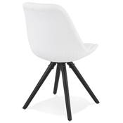 Chaise design style moderne 'BLACK FIRENZA' en tissu bouclé blanc avec 4 pieds en bois noir