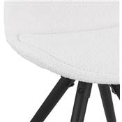 Chaise design style moderne 'BLACK FIRENZA' en tissu bouclé blanc avec 4 pieds en bois noir