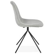 Chaise design style industriel 'PERRY' en tissu gris clair avec 4 pieds en métal noir