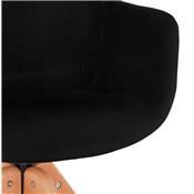 Chaise design de style scandinave à accoudoirs 'VOGAN' en tissu noir avec 4 pieds en bois naturel