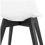 Chaise style scandinave design à accoudoirs 'PRINS' blanche avec 4 pieds en bois noir
