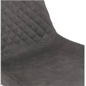 Chaise design style vintage 'HERTIG' en microfibre gaufrée grise et 4 pieds en métal noir