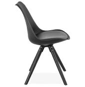 Chaise scandinave design 'Sueden Black Edition' noire avec 4 pieds en bois noir