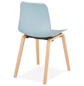 Chaise scandinave design 'Parkwood' bleue avec 4 pieds en bois naturel