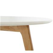 Table basse scandinave ronde 'Kölmy' plateau en bois blanc 3 pieds en bois - Ø 90 cm