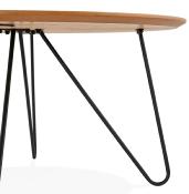 Table basse style industriel ronde 'Cooper' plateau en bois 4 pieds en métal noir - Ø 80 cm