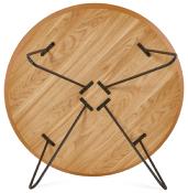 Table basse style industriel ronde 'Cooper' plateau en bois 4 pieds en métal noir - Ø 80 cm