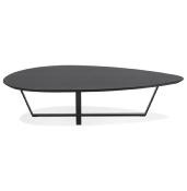 Table basse design ovale 'SURF' plateau en bois noir et pieds en métal noir - 140 x 80 cm.